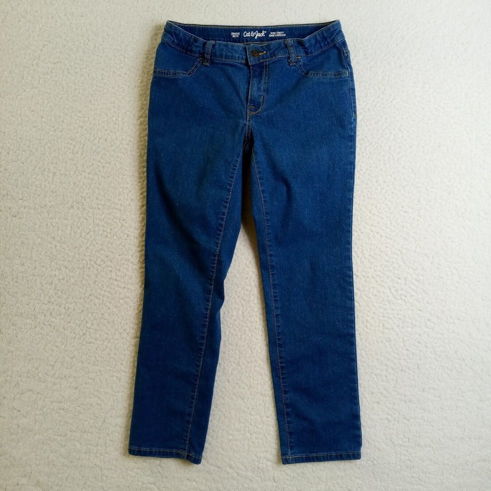 Cat and‎ Jack Jeans Girls 10 Plus Blue Cotton/Poly Super Stretch Straight
